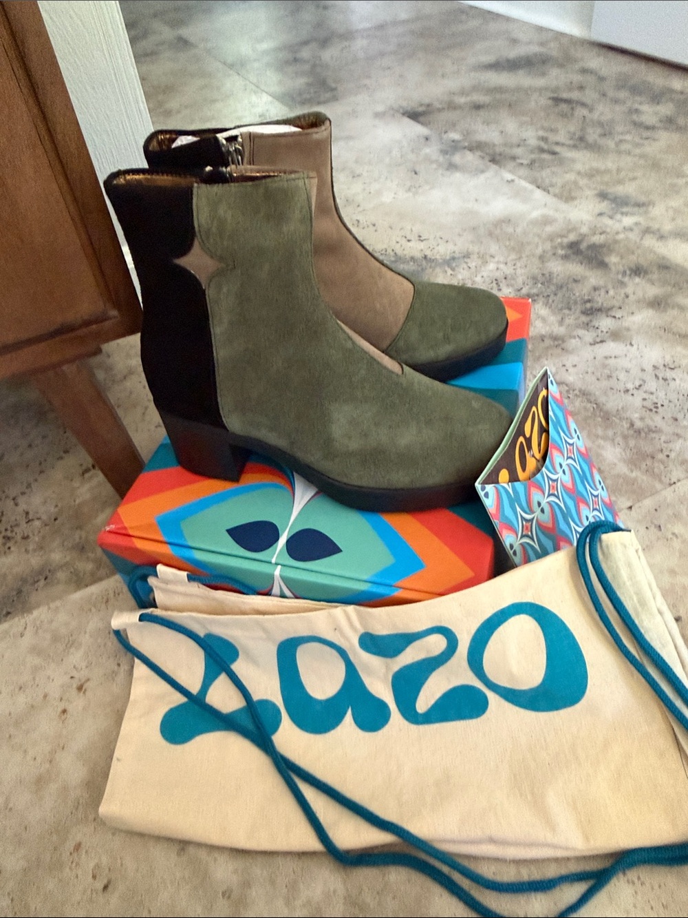 Luna colorblock retro Suede Ankle Boots - Women